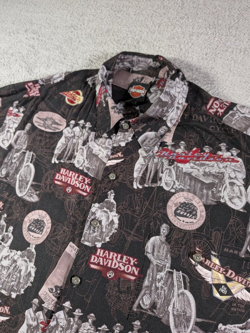 Vintage Harley Davidson Tori Richard Viscose Hawaiian Shirt XL Made Hawaii